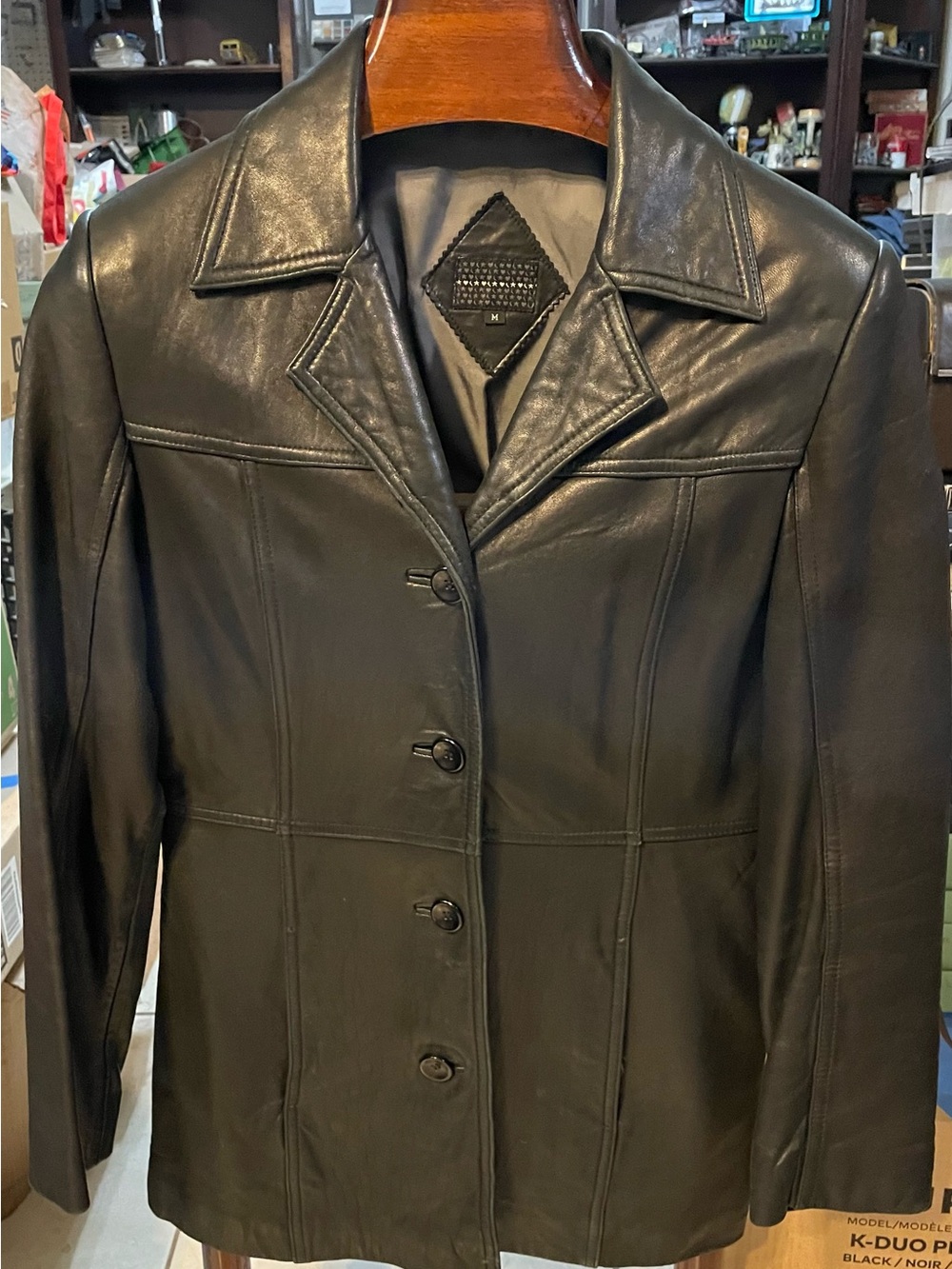 Ted Baker Black Leather Button-Front Jacket